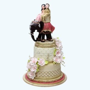 Fondant wedding cake with flowers