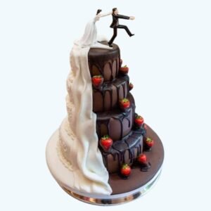 Chocolate flavour fondant wedding cake